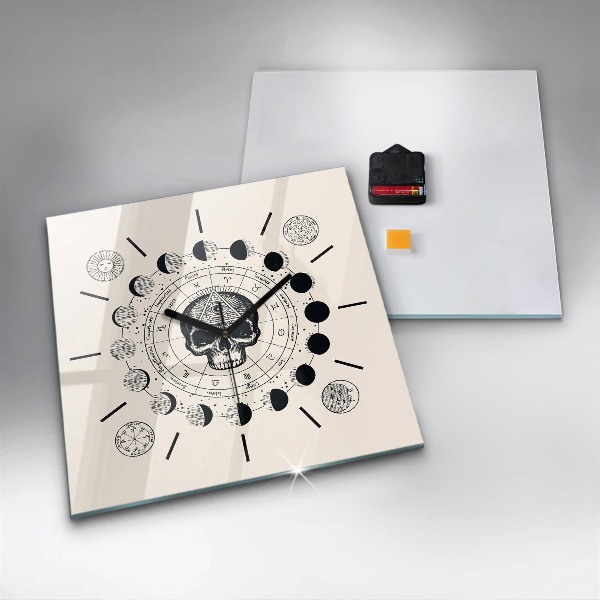 Ceas pătrat de perete din sticlă Fazele lunii