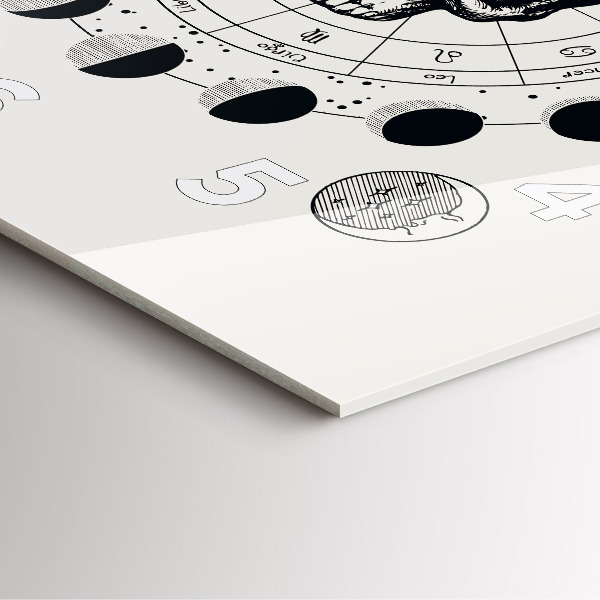 Ceas pătrat de perete din sticlă Fazele lunii