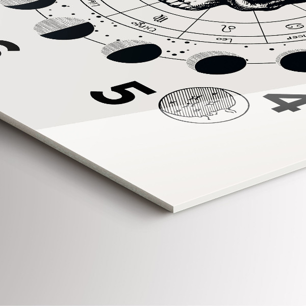 Ceas pătrat de perete din sticlă Fazele lunii