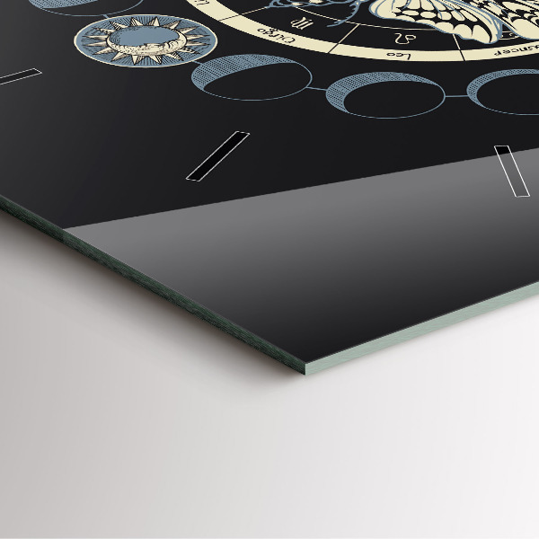 Ceas pătrat de perete din sticlă Fazele lunii