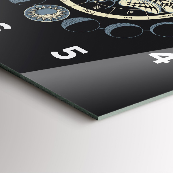 Ceas pătrat de perete din sticlă Fazele lunii