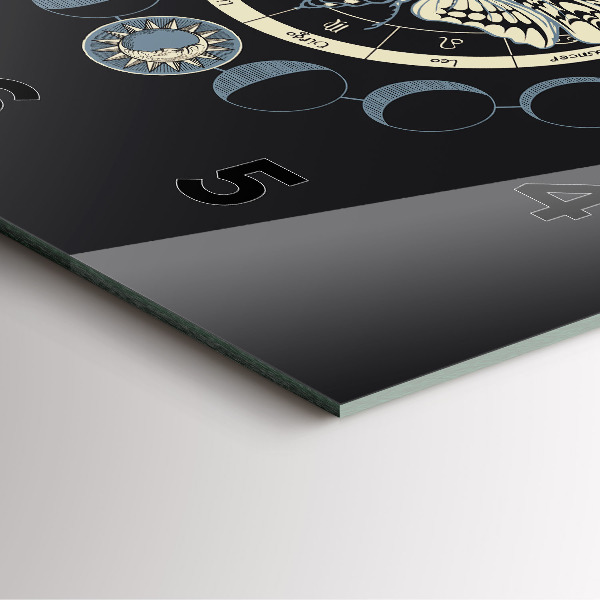 Ceas pătrat de perete din sticlă Fazele lunii