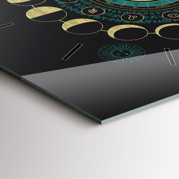 Ceas pătrat de perete din sticlă Fazele lunii