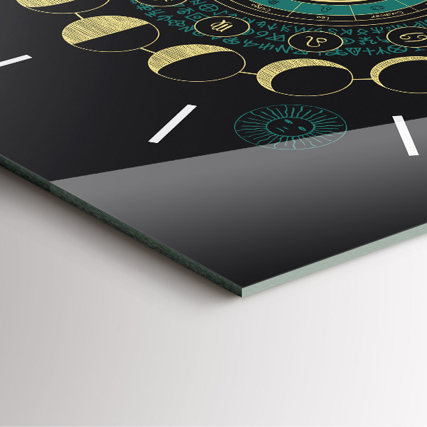 Ceas pătrat de perete din sticlă Fazele lunii