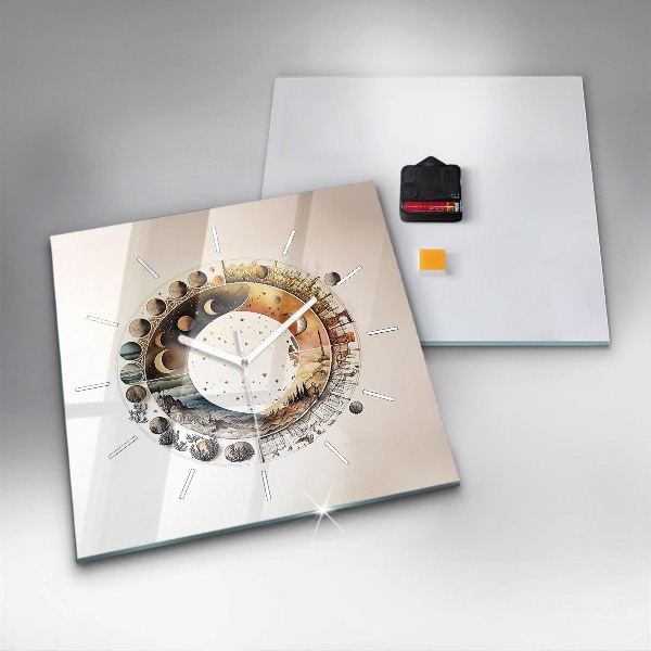 Ceas pătrat de perete din sticlă Ceas de astronomie