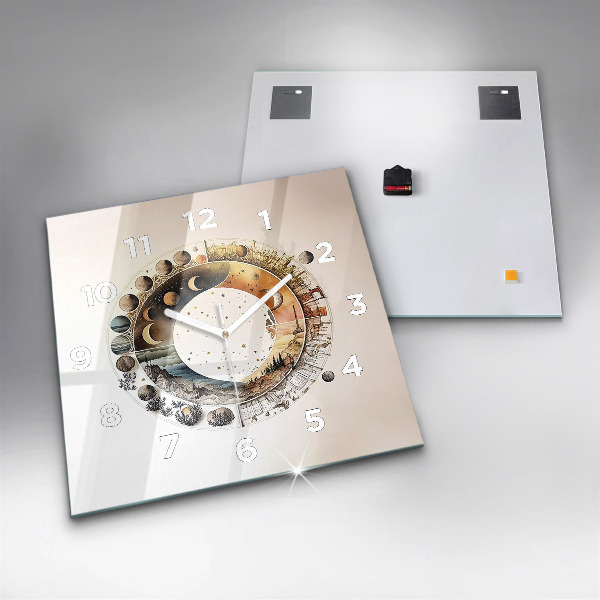 Ceas pătrat de perete din sticlă Ceas de astronomie