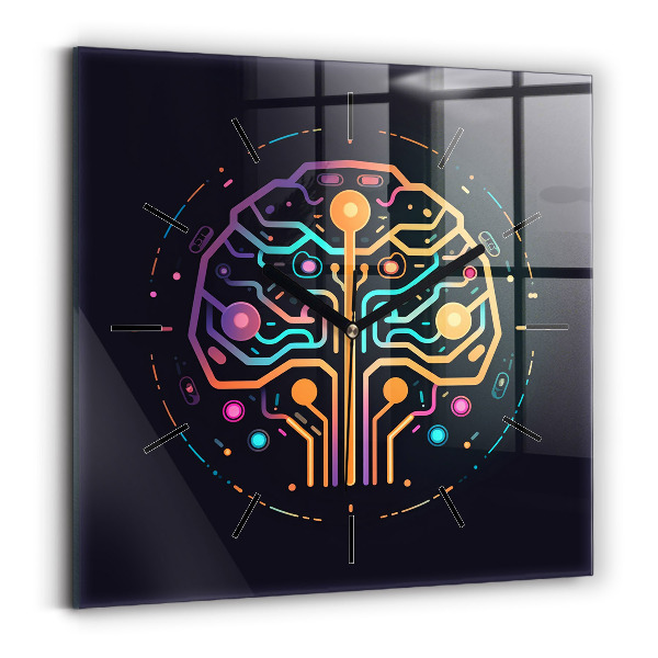 Ceas pătrat de perete din sticlă Abstracție colorată
