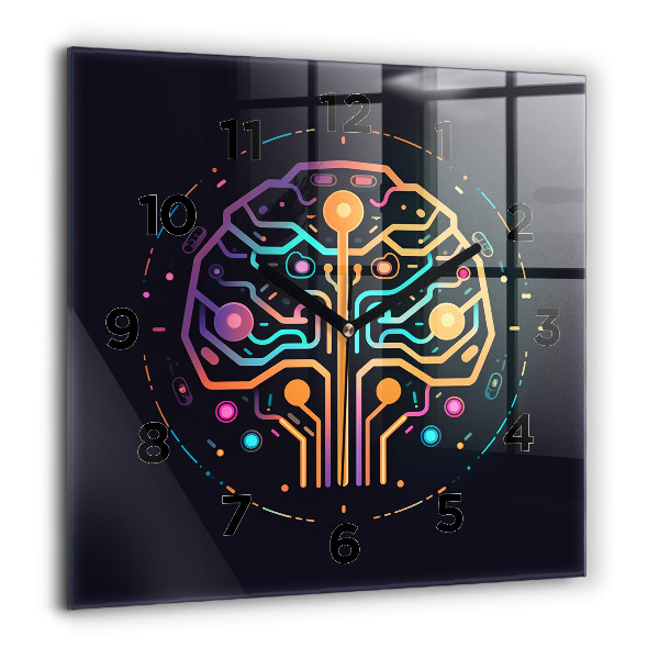 Ceas pătrat de perete din sticlă Abstracție colorată