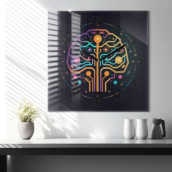 Ceas pătrat de perete din sticlă Abstracție colorată