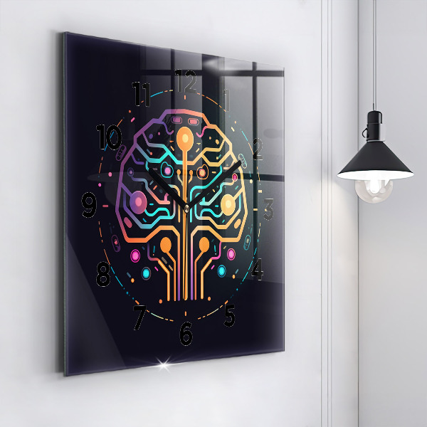 Ceas pătrat de perete din sticlă Abstracție colorată