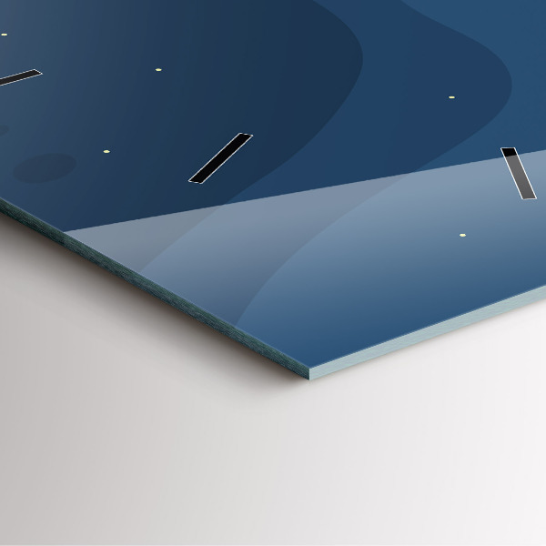 Ceas pătrat de perete din sticlă Valuri albastre