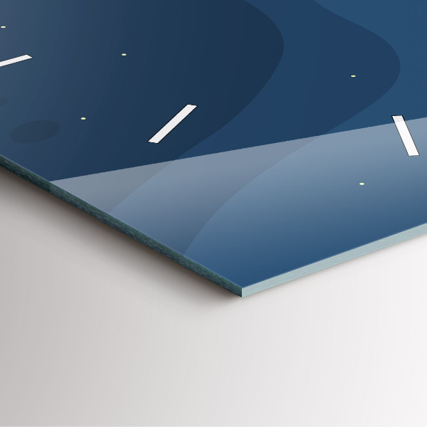 Ceas pătrat de perete din sticlă Valuri albastre