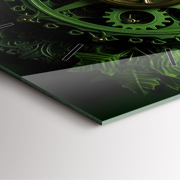 Ceas pătrat de perete din sticlă Mecanism verde