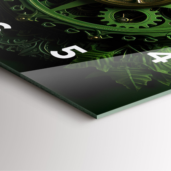 Ceas pătrat de perete din sticlă Mecanism verde