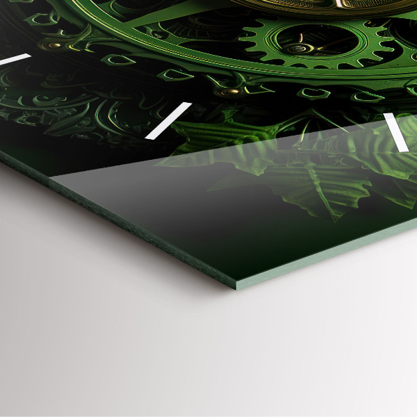 Ceas pătrat de perete din sticlă Mecanism verde