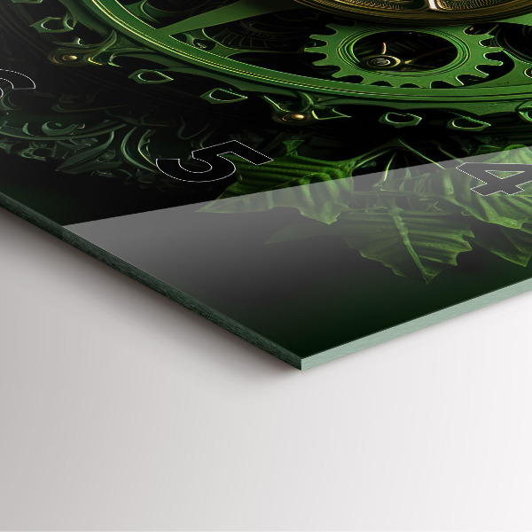 Ceas pătrat de perete din sticlă Mecanism verde