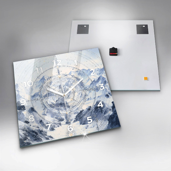 Ceas pătrat de perete din sticlă Desene albastre