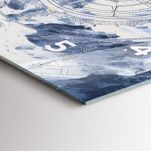 Ceas pătrat de perete din sticlă Desene albastre