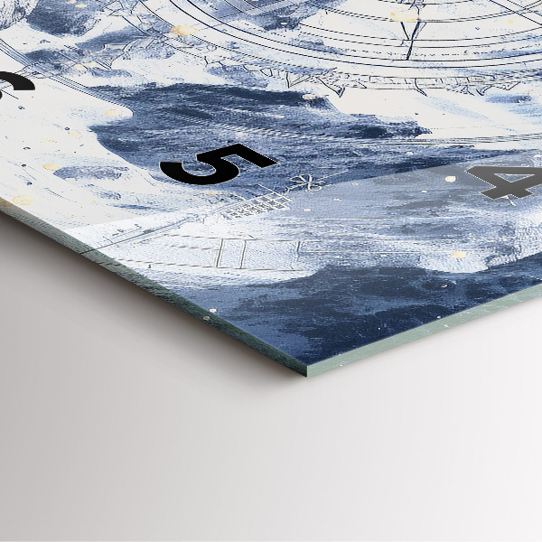 Ceas pătrat de perete din sticlă Desene albastre