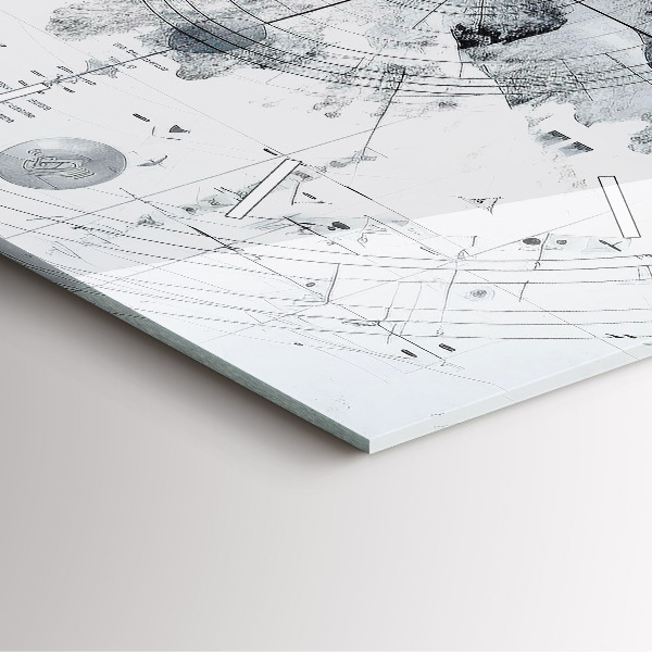 Ceas pătrat de perete din sticlă Munți de desene animate