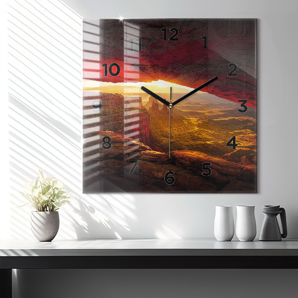 Ceas pătrat de perete din sticlă Marele Canion Arizona