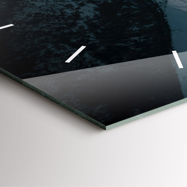 Ceas pătrat de perete din sticlă Apus de soare la munte