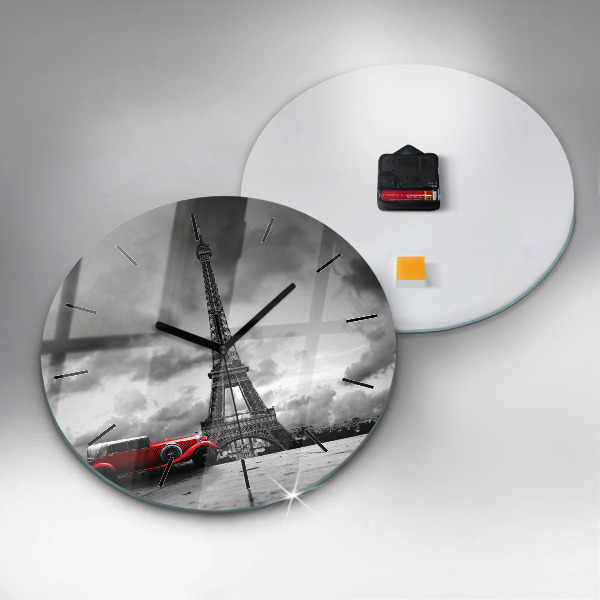 Ceas rotund de perete din sticlă Turnul Effel Paris
