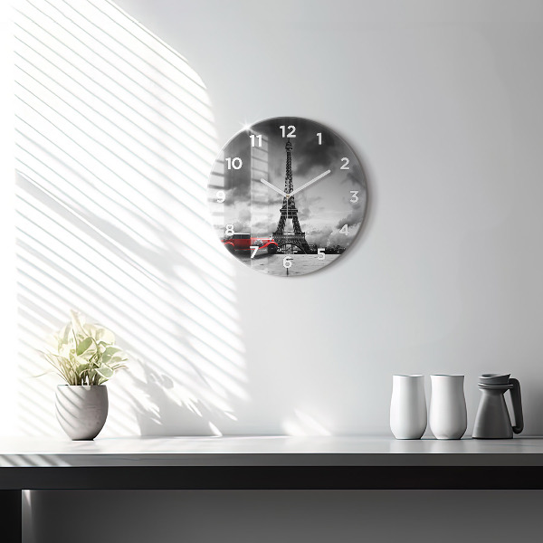 Ceas rotund de perete din sticlă Turnul Effel Paris