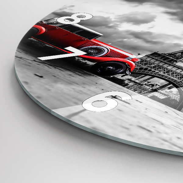 Ceas rotund de perete din sticlă Turnul Effel Paris