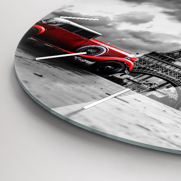 Ceas rotund de perete din sticlă Turnul Effel Paris