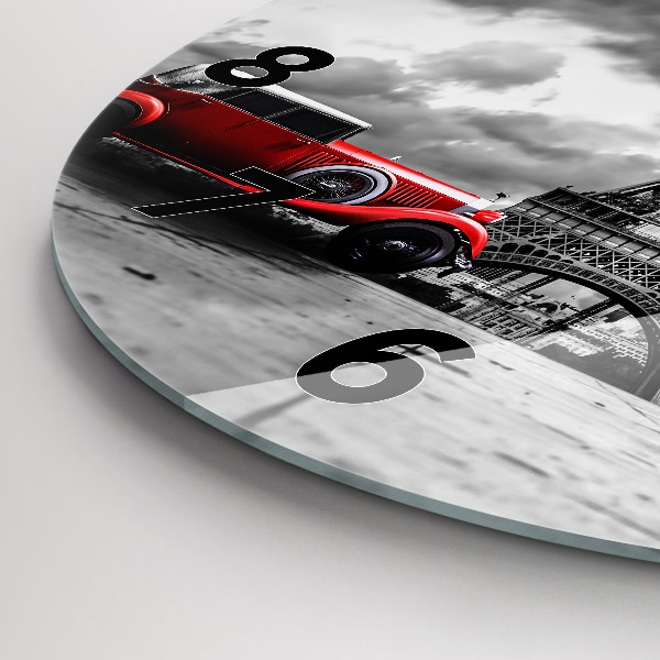 Ceas rotund de perete din sticlă Turnul Effel Paris