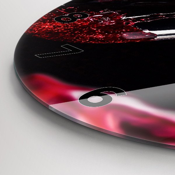 Ceas rotund de perete din sticlă Vin roșu