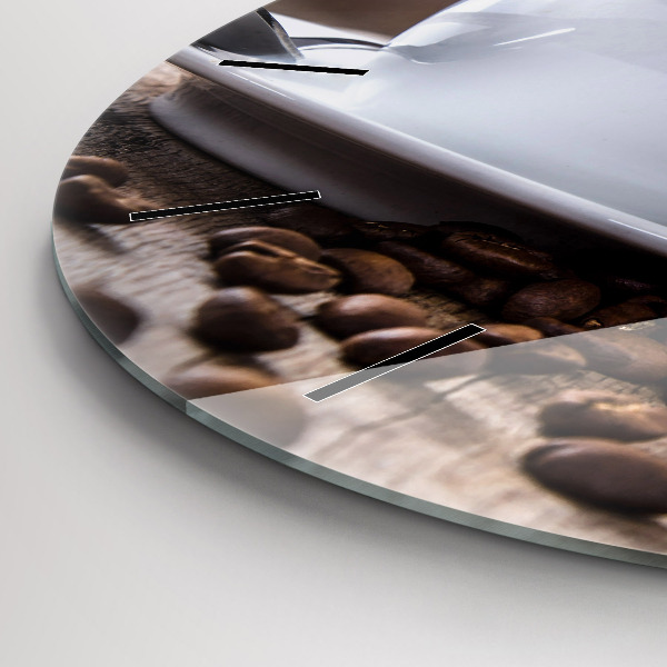 Ceas rotund de perete din sticlă O ceașcă de cafea