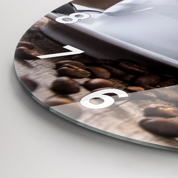 Ceas rotund de perete din sticlă O ceașcă de cafea