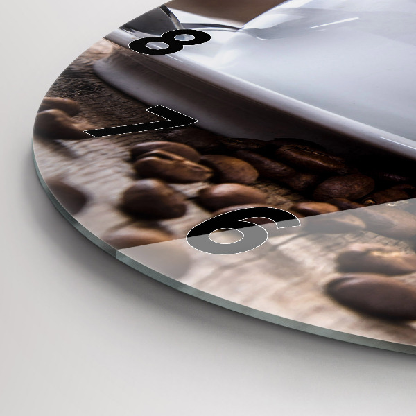 Ceas rotund de perete din sticlă O ceașcă de cafea