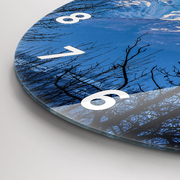 Ceas rotund de perete din sticlă Vedere la munte