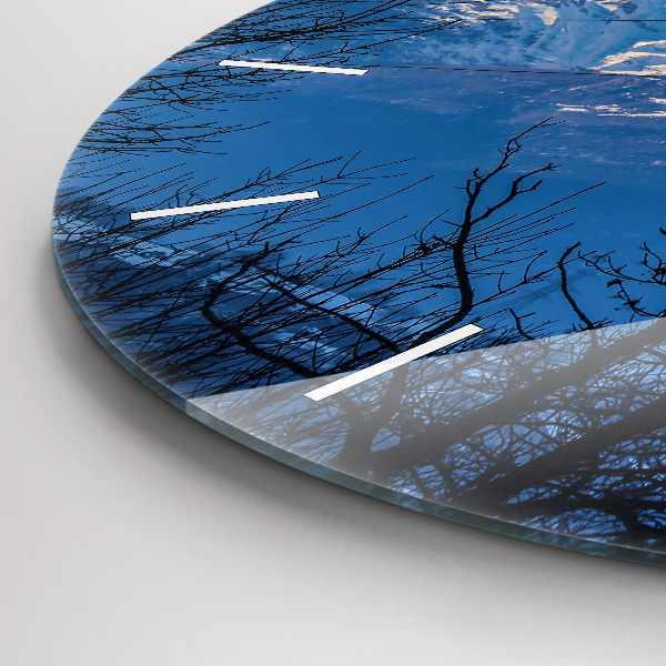 Ceas rotund de perete din sticlă Vedere la munte