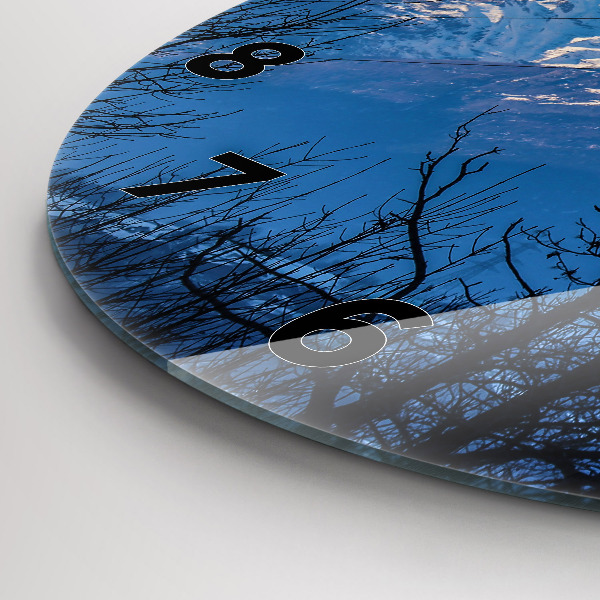 Ceas rotund de perete din sticlă Vedere la munte