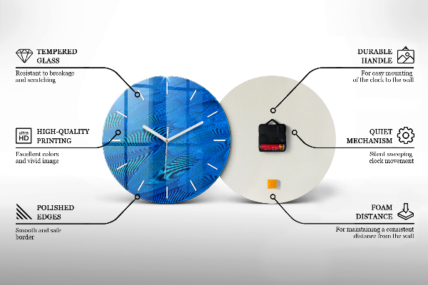 Ceas rotund de perete din sticlă Abstracția metalului