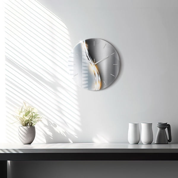 Ceas rotund de perete din sticlă Abstracția metalului
