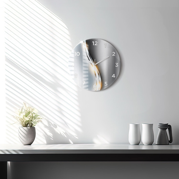 Ceas rotund de perete din sticlă Abstracția metalului