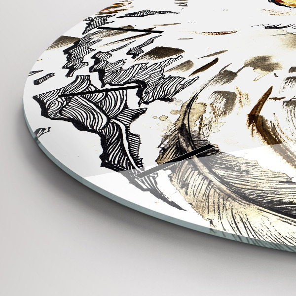 Ceas rotund de perete din sticlă Bufniță simbol al înțelepciunii