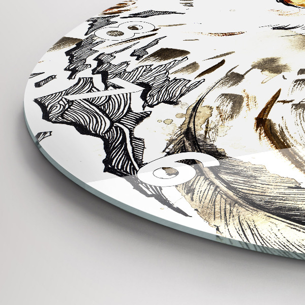 Ceas rotund de perete din sticlă Bufniță simbol al înțelepciunii