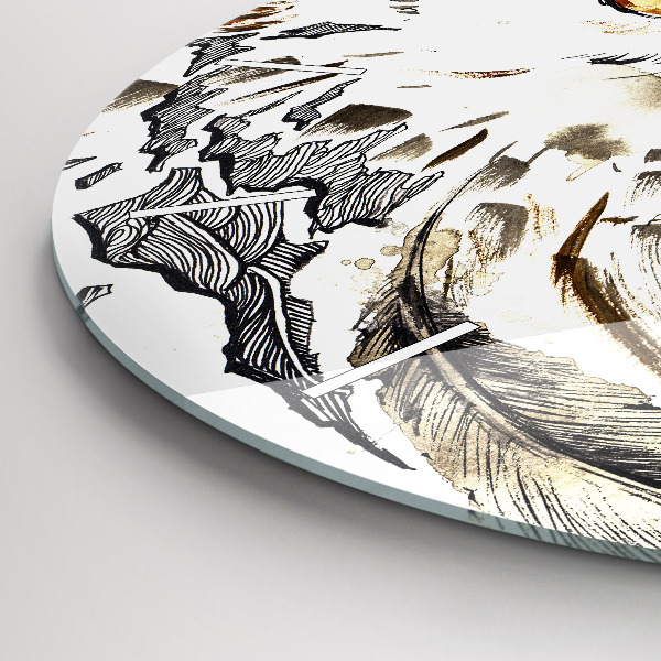 Ceas rotund de perete din sticlă Bufniță simbol al înțelepciunii