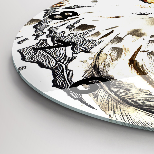 Ceas rotund de perete din sticlă Bufniță simbol al înțelepciunii