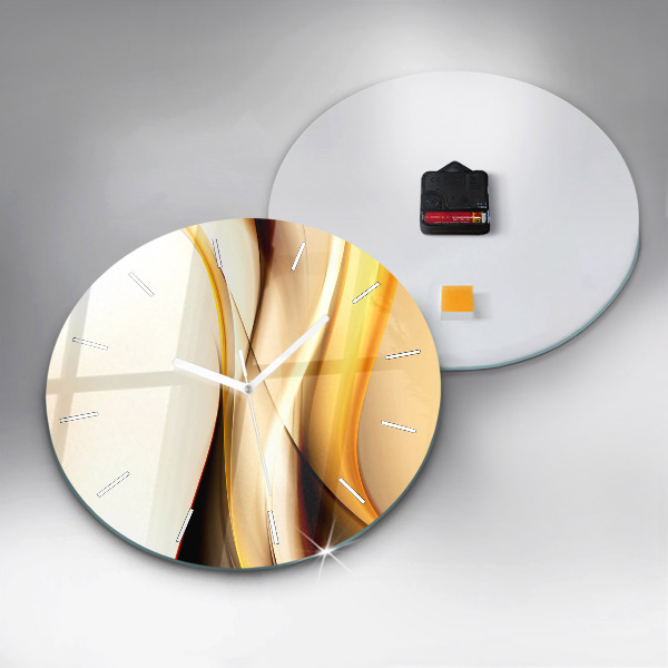 Ceas rotund de perete din sticlă Abstracția valurilor