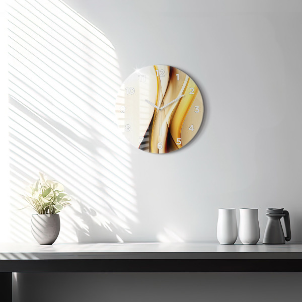 Ceas rotund de perete din sticlă Abstracția valurilor