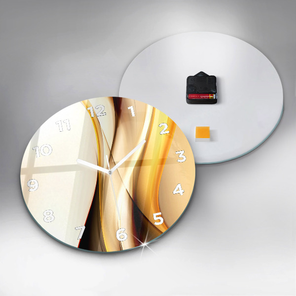 Ceas rotund de perete din sticlă Abstracția valurilor