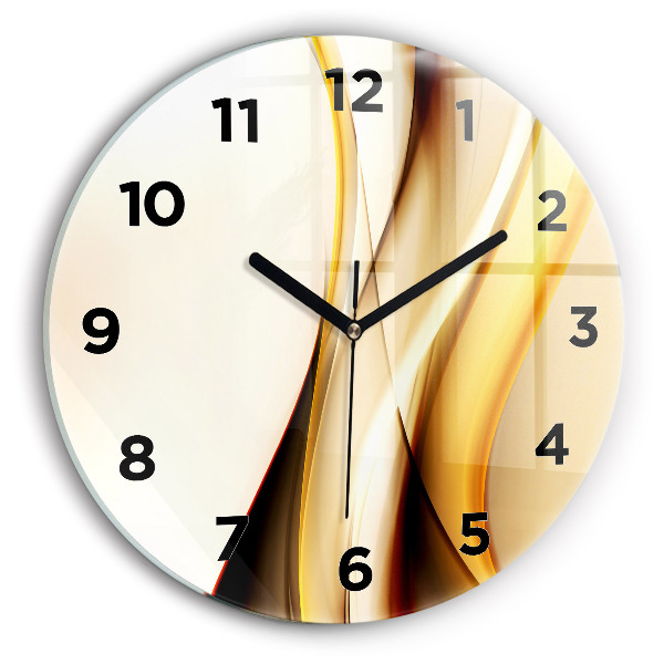 Ceas rotund de perete din sticlă Abstracția valurilor