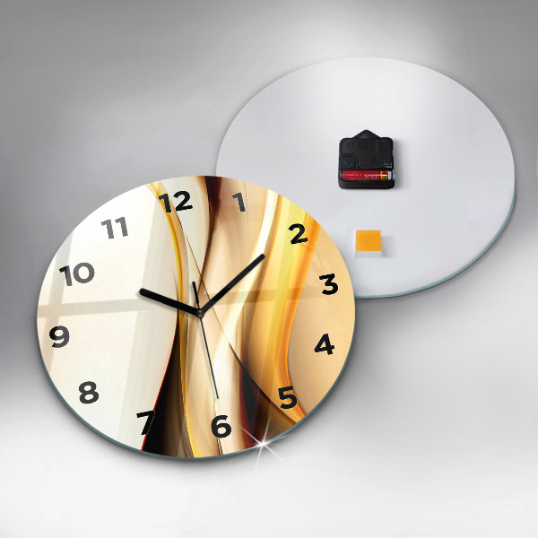 Ceas rotund de perete din sticlă Abstracția valurilor